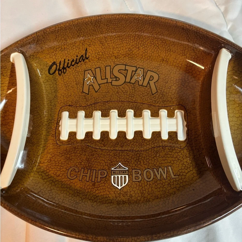 Vintage 1988 Official AllStar Sectioned Chip Bowl Dip Football Super Bowl Party
